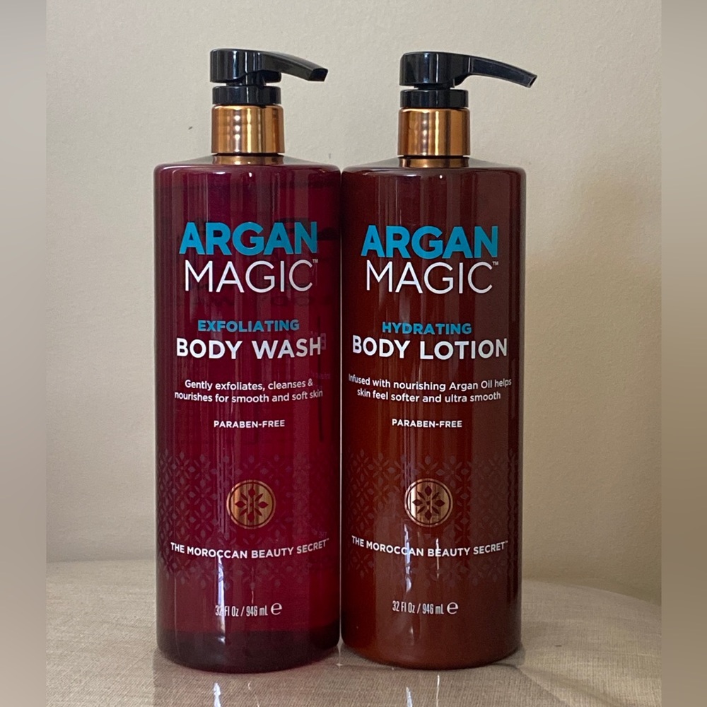 Argan Magic Exfoliating Body Wash & Hydrating Body Lotion 32 Fl Oz